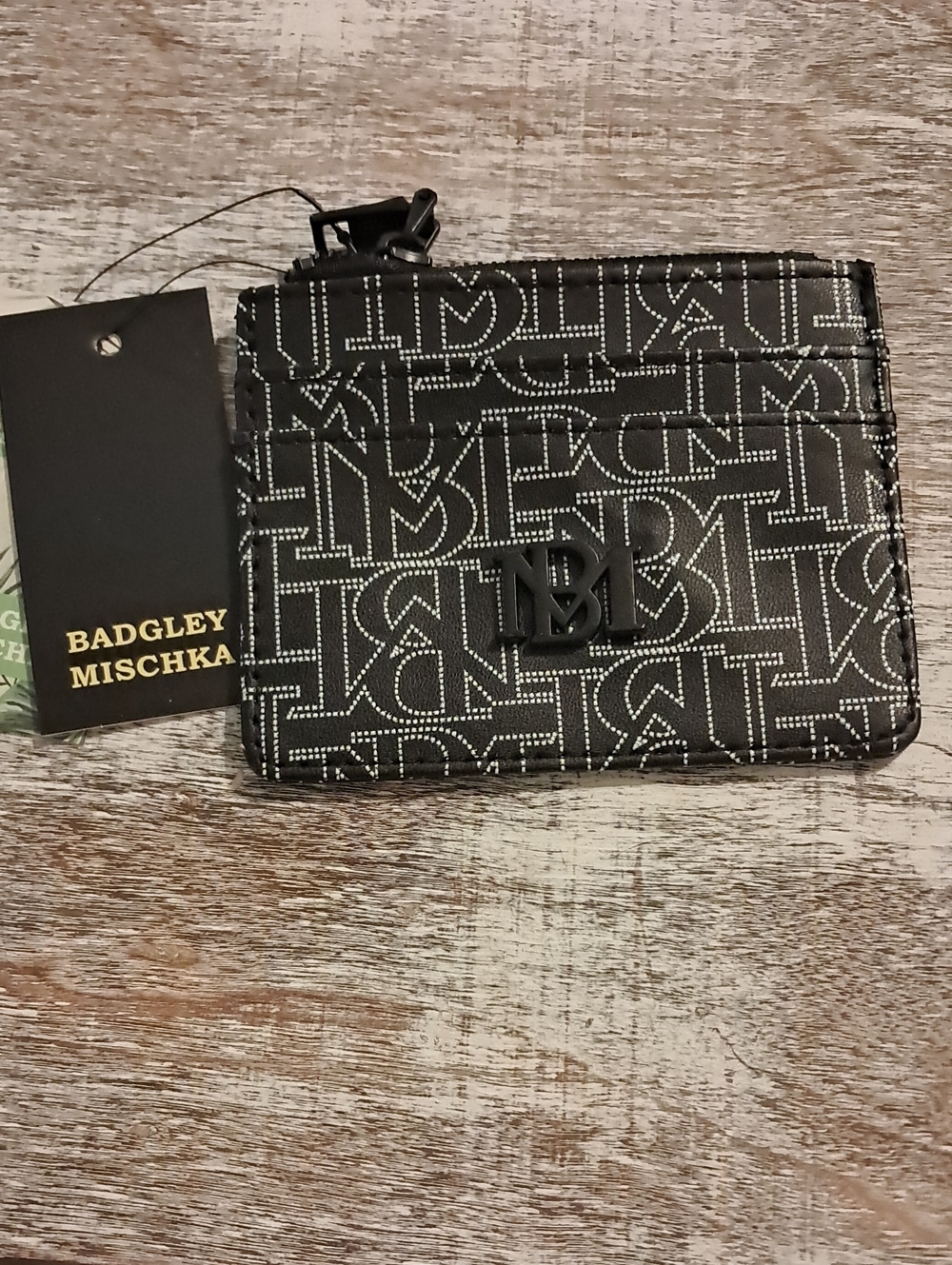 Badgley Mischka Black and White Monogram Card Case